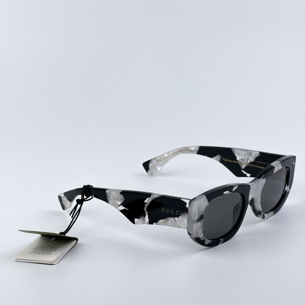 Gucci GG1627S 002 BRAND NEW Sunglasses Black Havana Grey Oval Unisex - Picture 5 of 9